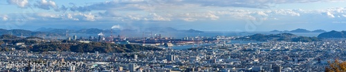 Panoramic view of Fukuyama City from the mountain top (southern part, industrial area)