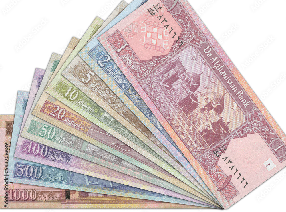 Paper money from Afghanistan. Afghan afghani. Close up banknotes from Afghanistan. Afghan currency 3D render Paper money from Afghanistan. Afghan afghani. Close up banknotes from Afghanistan. Afghan currency 3D render