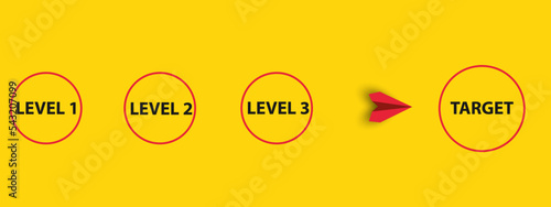 plane that advances to the target by exceeding the levels.
Thinking different, Business leader, personality development idea concept.