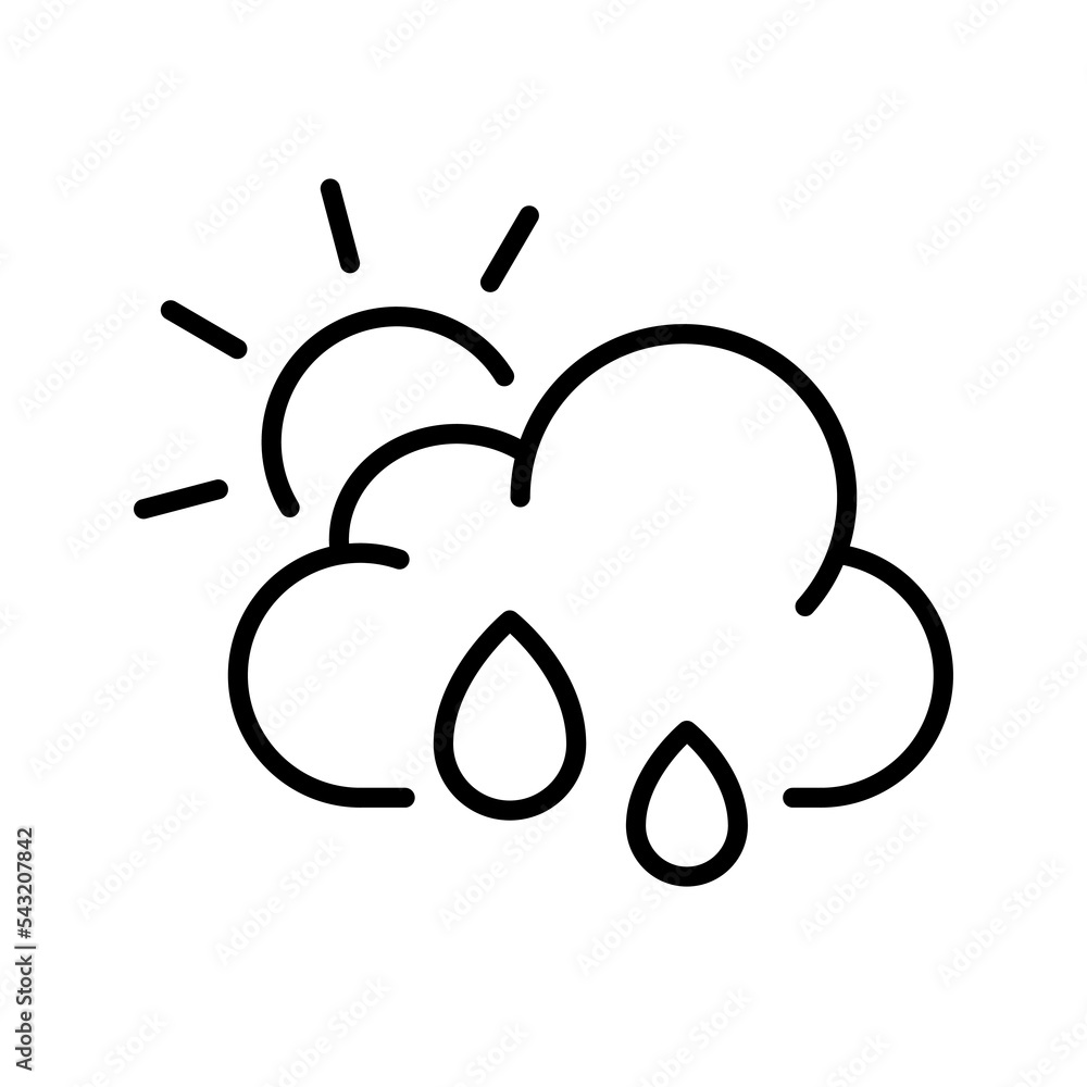 Weather conditions line icon. Cloud, cloudy, sun, rain, lightning, thunderstorm, wind, moon, rainbow, snow, snowflake, forecast. Nature concept. Vector black line icon on a white background Weather conditions line icon. Cloud, cloudy, sun, rain, lightning, thunderstorm, wind, moon, rainbow, snow, snowflake, forecast. Nature concept. Vector black line icon on a white background
