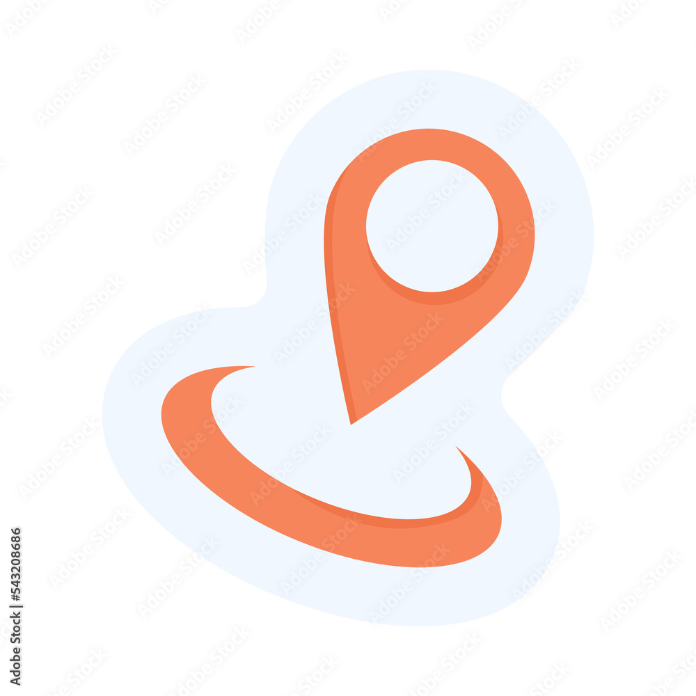 Location pin sticker cartoon illustration. Location marker. Logistics, air delivery, transportation concept Location pin sticker cartoon illustration. Location marker. Logistics, air delivery, transportation concept