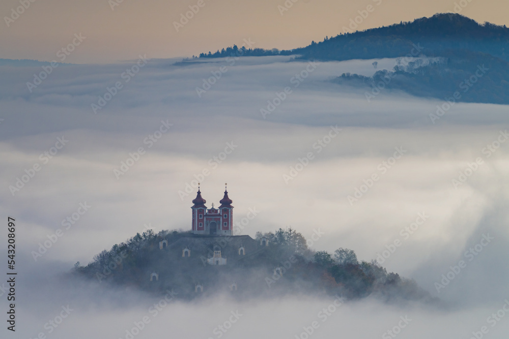 Unesco calvary in Banska Stiavnica in autumn, Slovakia.