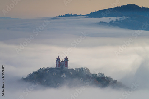 Obraz na płótnie Unesco calvary in Banska Stiavnica in autumn, Slovakia. w salonie
