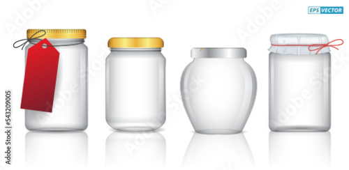 set of realistic glass jar storage isolated. eps vector