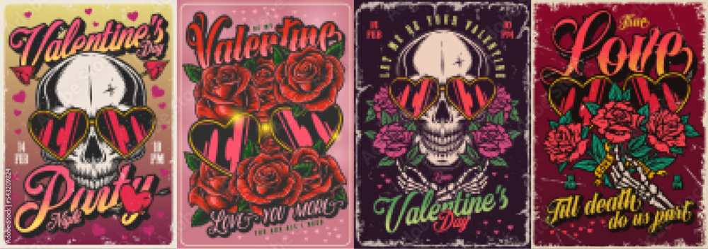Obraz premium Valentine day set flyers colorful