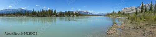 View of Athabasca River from Yellowhead Highway in Jasper National Park,Alberta,Canada,North America 