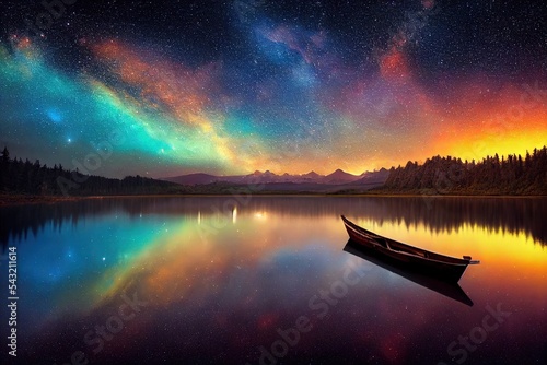 Foto A magnificent lake of color sits on the edge of the known universe