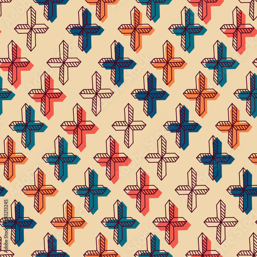Christian seamless pattern. Background with bright crosses. Baptism and catholic religious symbols.