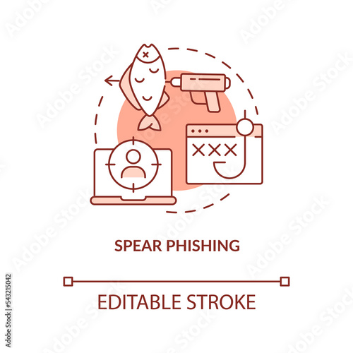 Spear phishing terracotta concept icon. Target cyber attack. Social engineering abstract idea thin line illustration. Isolated outline drawing. Editable stroke. Arial, Myriad Pro-Bold fonts used