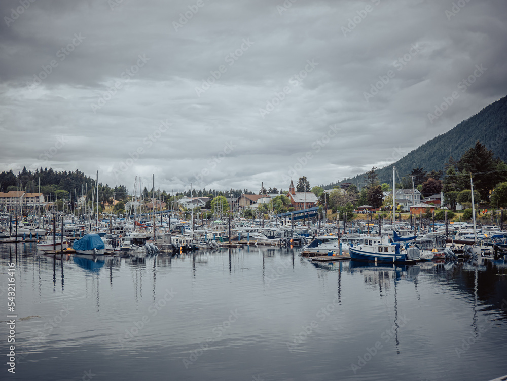 Lots of fishing boats docked in Sitka Harbour, Alaska