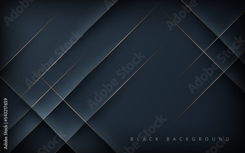 Wallpaper Mural Modern abstract black diagonal shape background with gold line composition. eps10 vector Torontodigital.ca