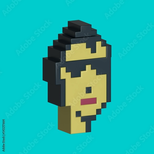 Cryptopunks Pixel Art (NFT) Nonfungible Token, NFT blockchain-3D Render illustration Design