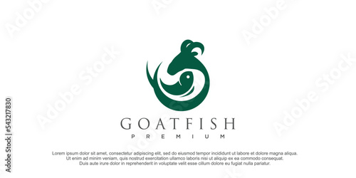 Animal logo goat and fish icon illustration vector design