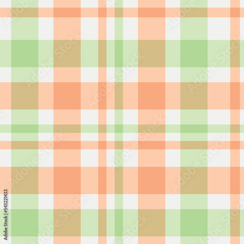 Pastel Vector background of textile ornament. green and orange Plaid Pattern seamless pattern, tartan, wallpaper, gingham, check, abstract, tablecloth, blanket. Flat fabric design.