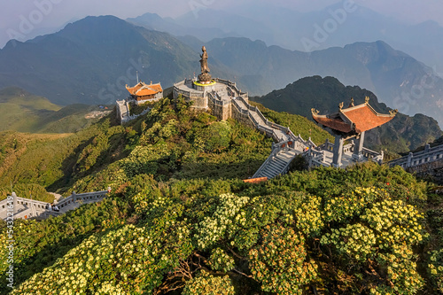 The Kim Son Bao Thang Pagoda at the top of Fansipan mountain 3143m is the highest in Vietnam. Sapa, Lao Cai