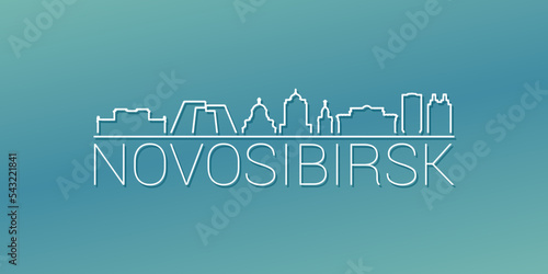 Novosibirsk, Novosibirsk Oblast, Russia Skyline Linear Design. Flat City Illustration Minimal Clip Art. Background Gradient Travel Vector Icon.