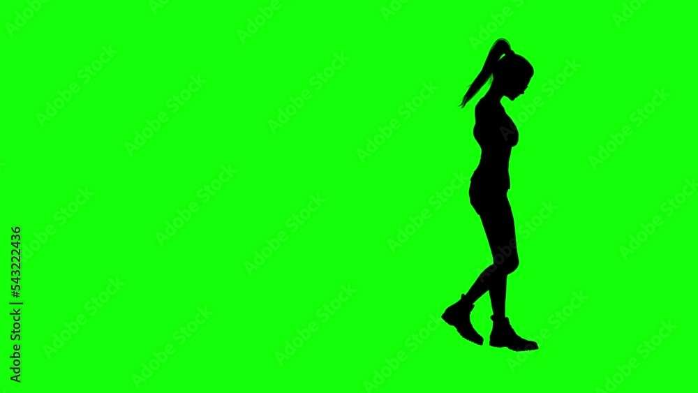Girl Silhouette Resting on Green Screen Girl Silhouette Resting on Green Screen