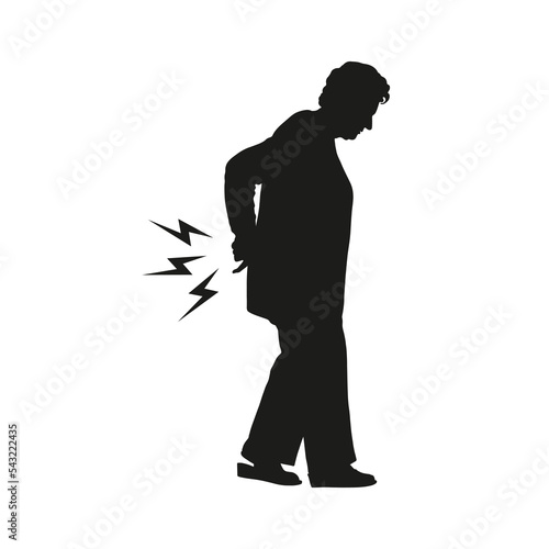 Old woman senior woman back pain silhouette vector illustration.