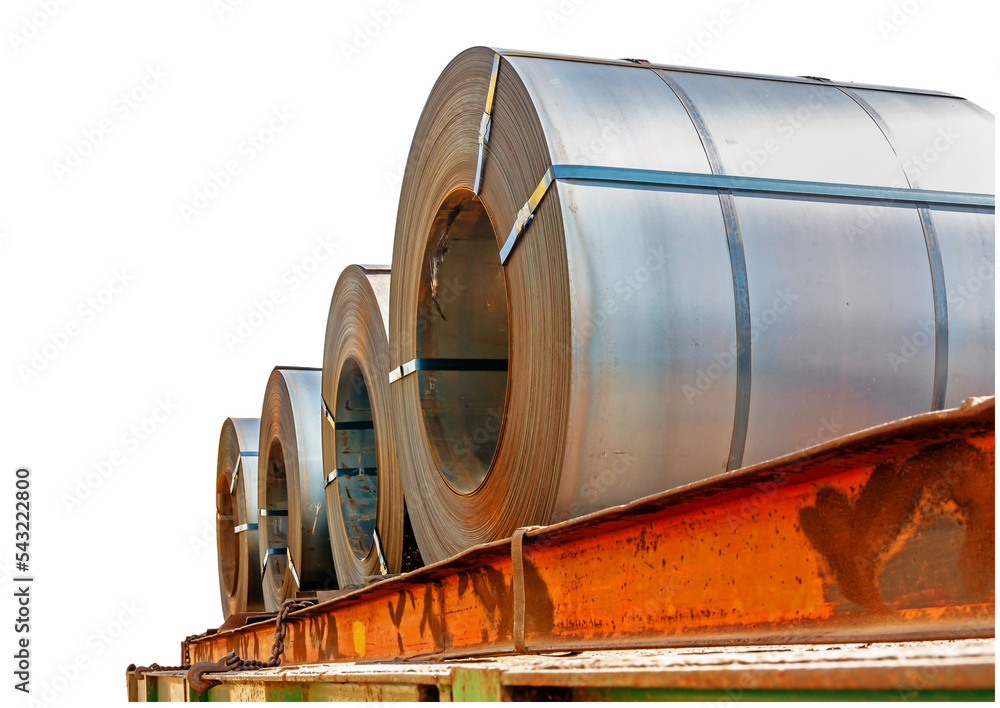 steel coil transportation isolated and save as to PNG file - obrazy, fototapety, plakaty 