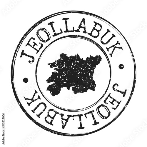 Jeollabuk-do, South Korea Silhouette Postal Passport. Stamp Round Vector Icon Map. Design Travel Postmark.  photo