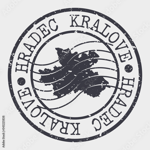 Hradec Králové Region, Czech Map Stamp Retro Postmark. Silhouette Postal Passport. Seal Round Vector Icon. Badge Vintage Postage Design.