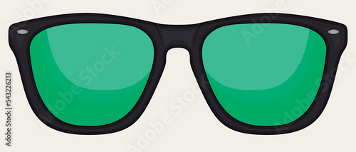 Black Summer Sunglasses with Teal Lens