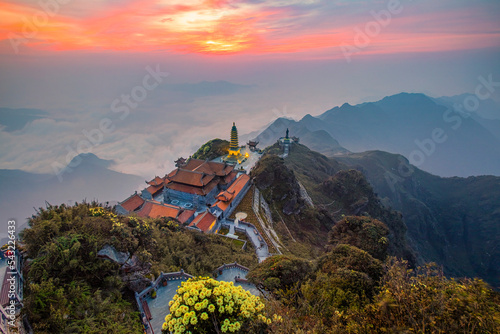 The Kim Son Bao Thang Pagoda at the top of Fansipan mountain 3143m is the highest in Vietnam. Sapa, Lao Cai photo