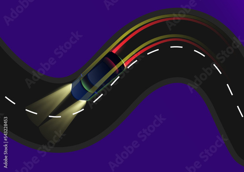 car driving on the highway at night