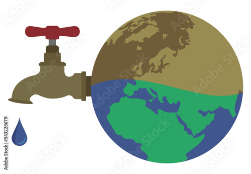 Planet Earth Drought with Water Tap