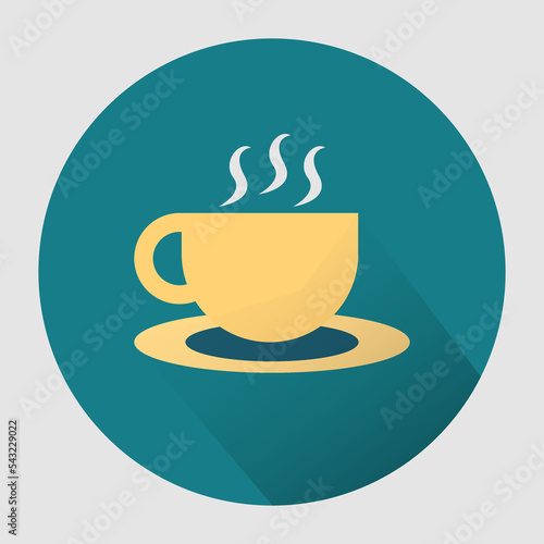 colorful coffee cup icon with shadow. vector illustration.