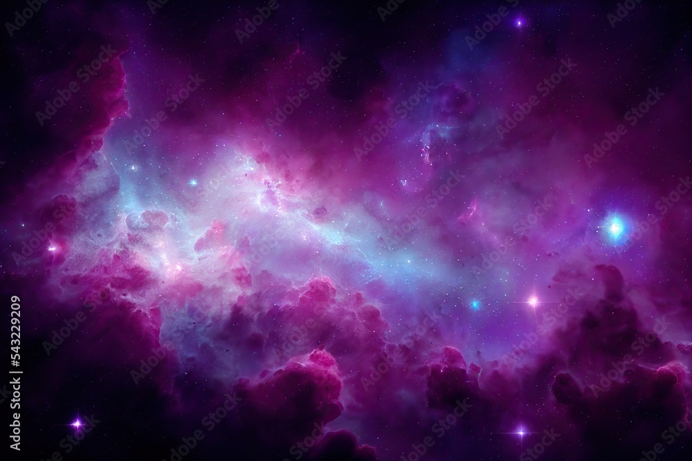 Nebula purple and blue tones, space, universe 