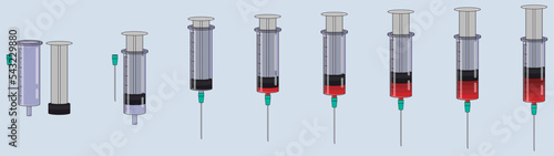 Plastic Syringe Parts filled with red fluid