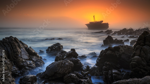 Machu Maru shipwreck Sunset at the southernmost point of Africa