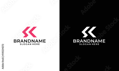 Geometric Ribbon Arrows Initial Letter S and K Linked Logo. Usable for Business, Real Estate, Architecture and Building Logos. Flat Vector Logo Design Template Element.