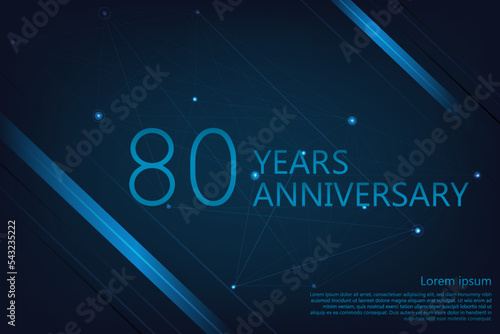 80 years anniversary geometric banner. Poster template for celebrating anniversary event party. Vector illustration