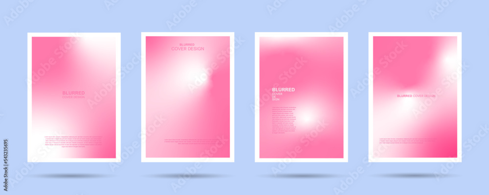 Abstract blured design or set poster template concept in modern minimal style for corporate identity, branding, social media advertising, promo. Minimalist poster pink design with dynamic fluid