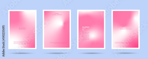 Abstract blured design or set poster template concept in modern minimal style for corporate identity, branding, social media advertising, promo. Minimalist poster pink design with dynamic fluid