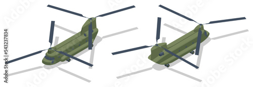 Photographie Isometric Chinook is a tandem-rotor helicopter developed