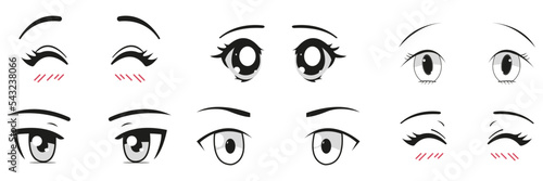 Set of cartoon anime style eyes