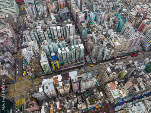 Top down view of Hong Kong city