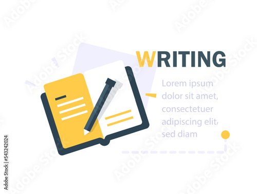 Creative writing and storytelling, education concept,learning subject, book review summary,school study