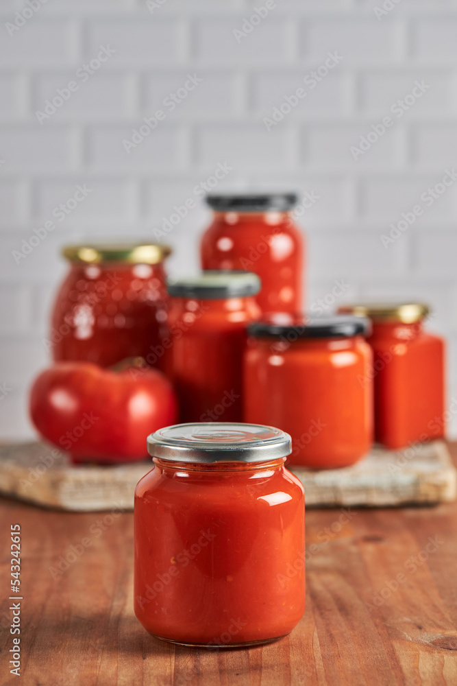 Sealed jar with fresh sauce Sealed jar with fresh sauce