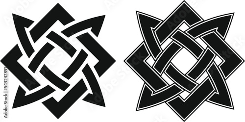 Ancient pagan Slavic and Scandinavian amulet symbol Svarog Square Black 