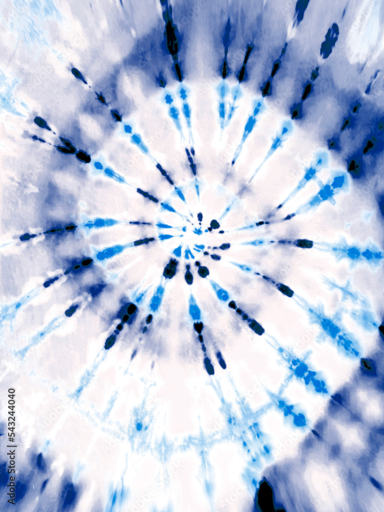 Obraz premium Spiral Tie Dye pattern in rustic blue. Tie-dye backdrop wallpaper.