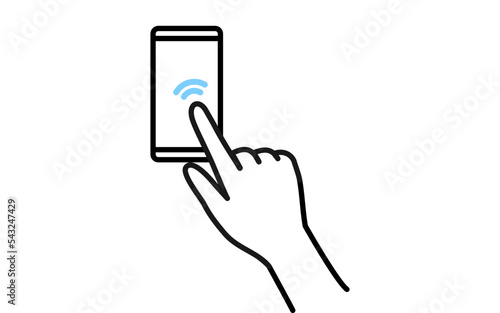 スマートフォンを操作（ダブルタップ）する動作のイラスト