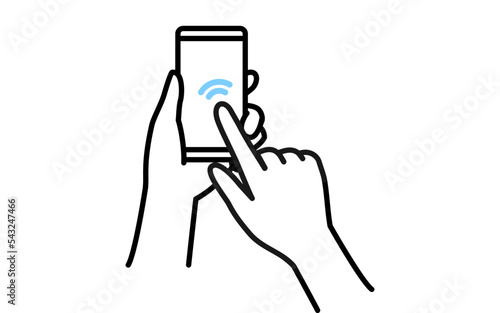 スマートフォンを操作（ダブルタップ）する動作のイラスト
