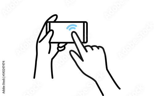 スマートフォンを操作（ダブルタップ）する動作のイラスト