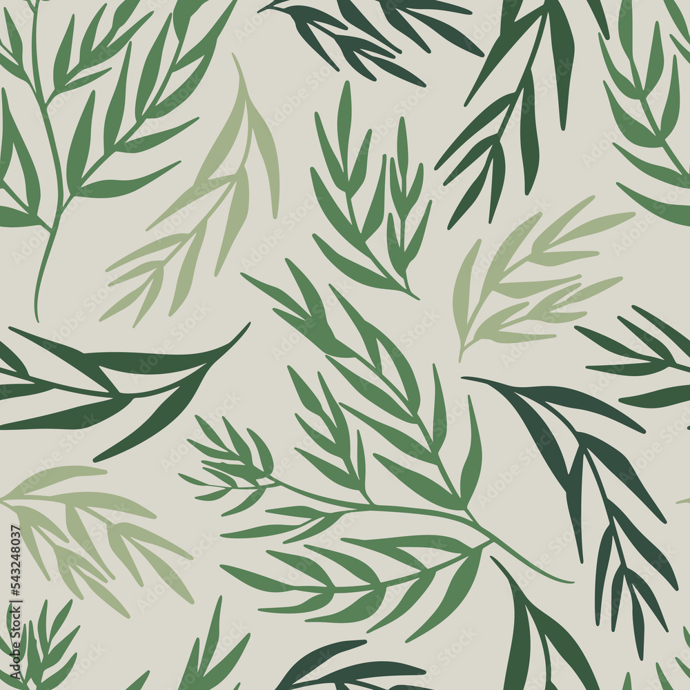 Green Leaves and Branches Seamless Pattern Green Leaves and Branches Seamless Pattern
