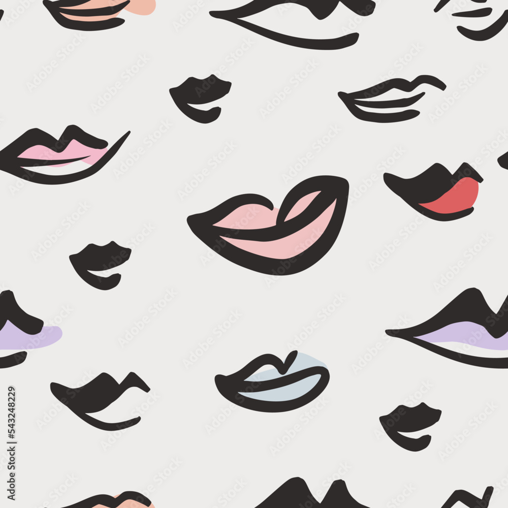 Abstract Lips Hand Drawn Seamless Pattern Abstract Lips Hand Drawn Seamless Pattern