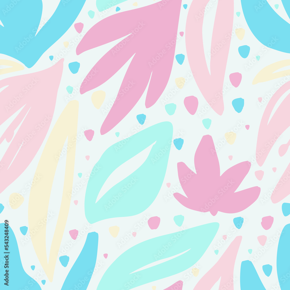 Naklejka premium Abstract Pastel Floral Hand Drawn Seamless Pattern